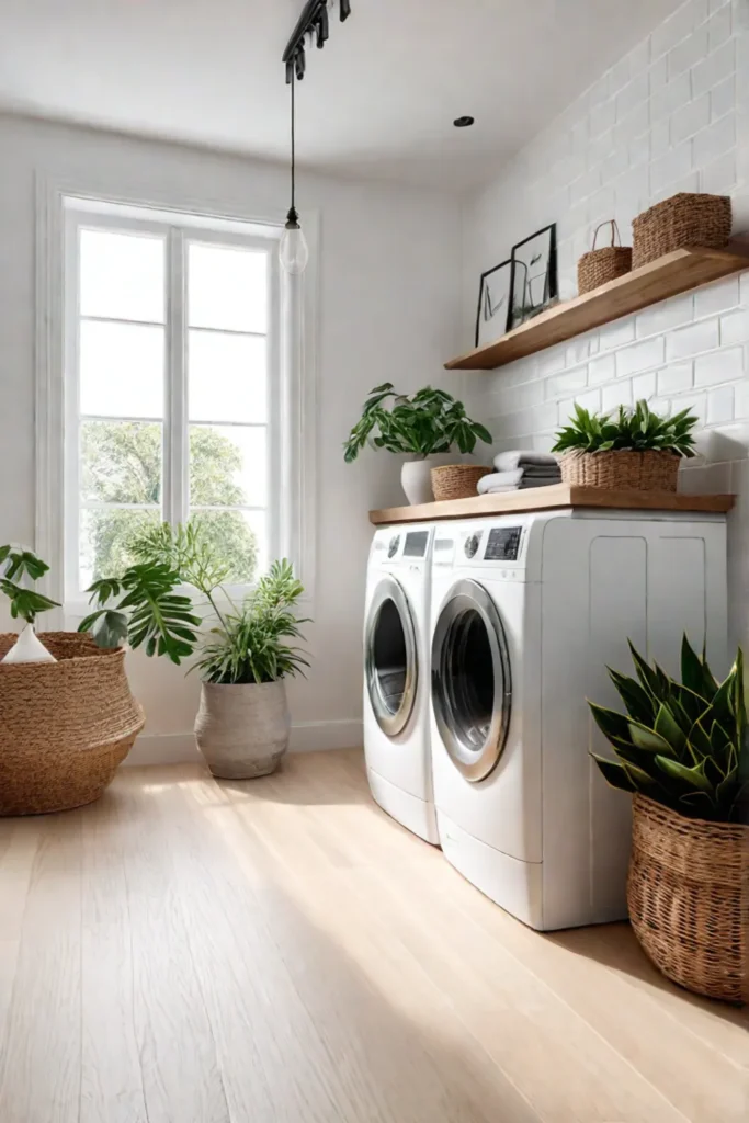 Laundry space with light wood and natural accents