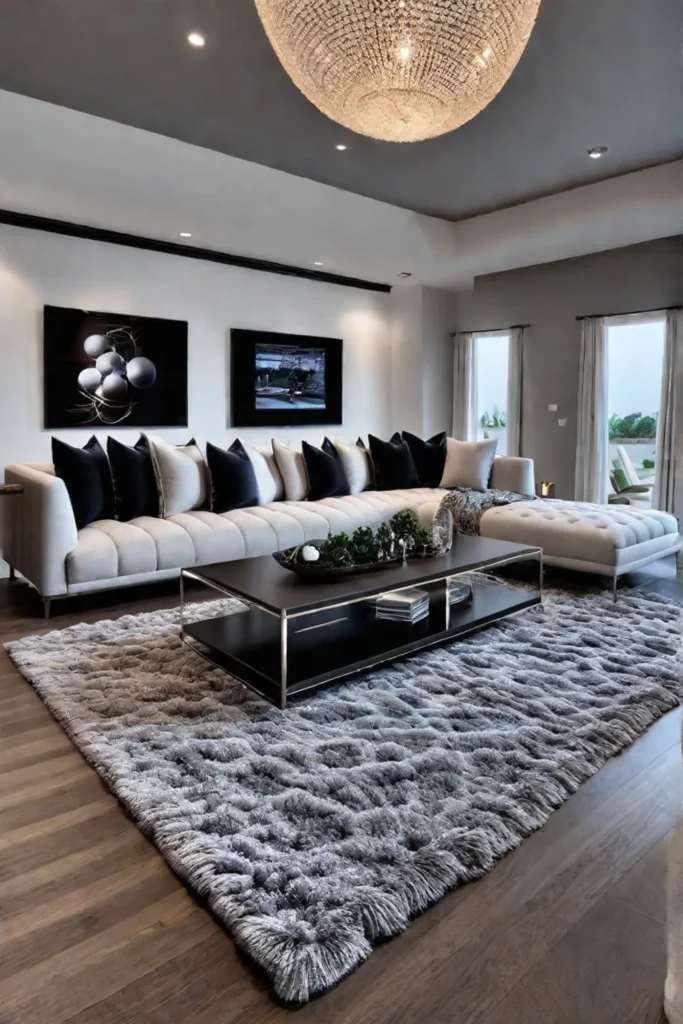Living room with large rug