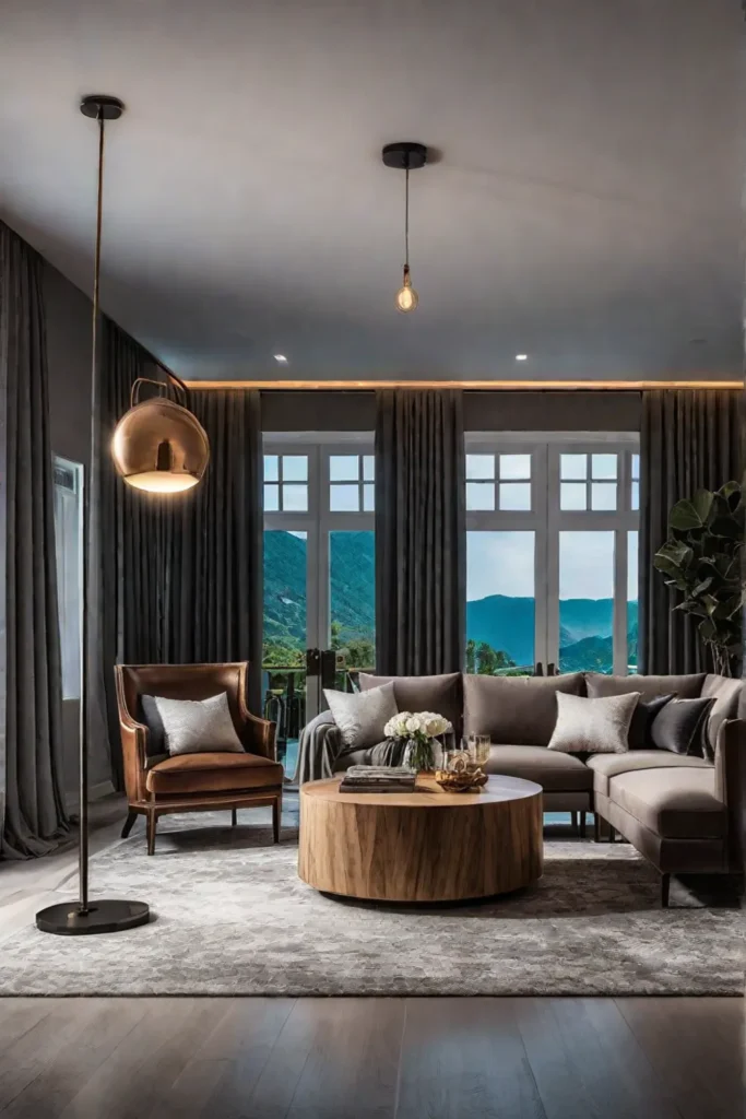 Living room with multifunctional lighting
