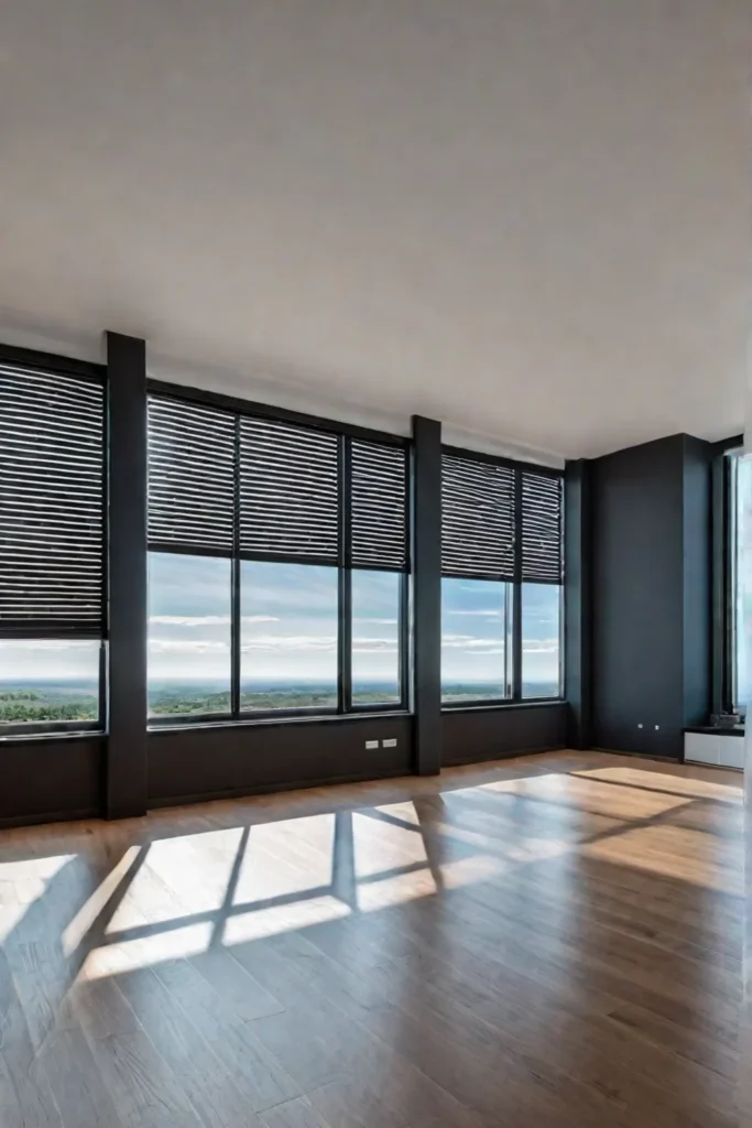 Living room with panoramic views and blinds