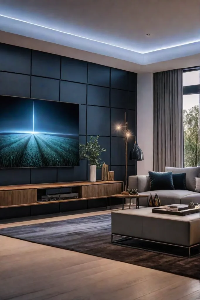 Living room with smart lighting for convenience and customization