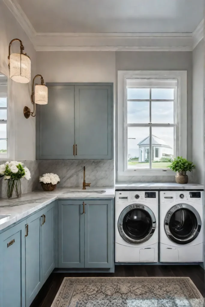 Luxurious laundry room with a pet washing station