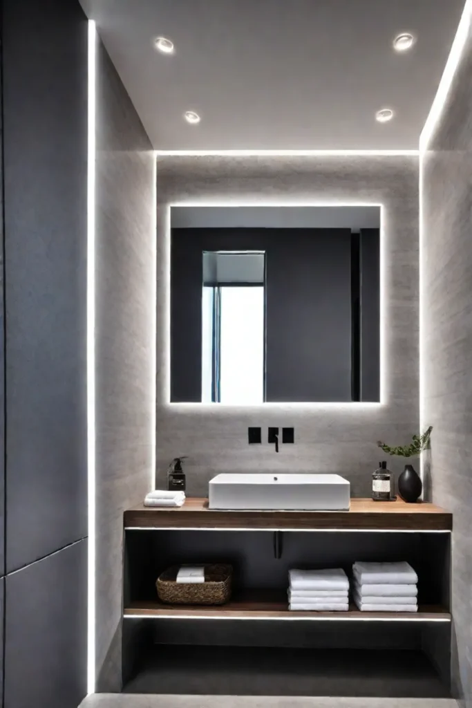 Minimalist bathroom with innovative fixtures and technology