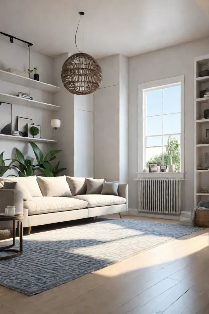 Minimalist living room with hidden storage