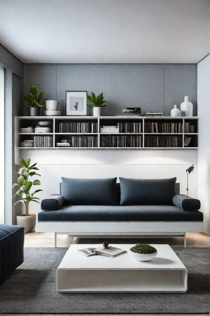 Minimalist living room with multifunctional furniture