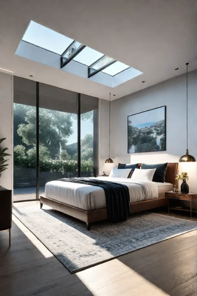 Modern bedroom that is both spacious and inviting
