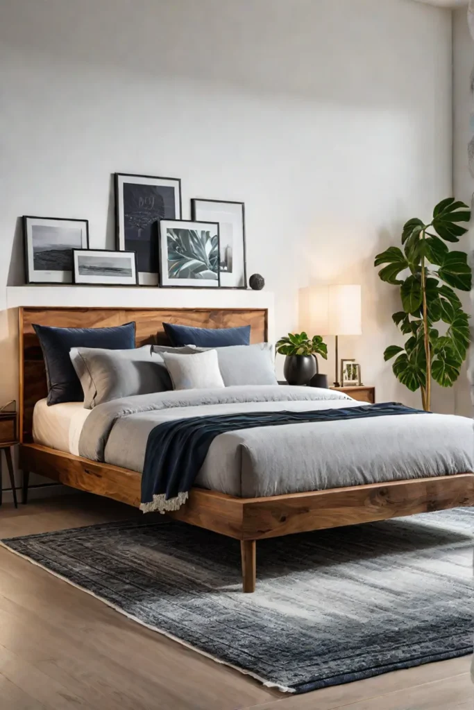 Modern bedroom with cozy natural elements and earthy tones