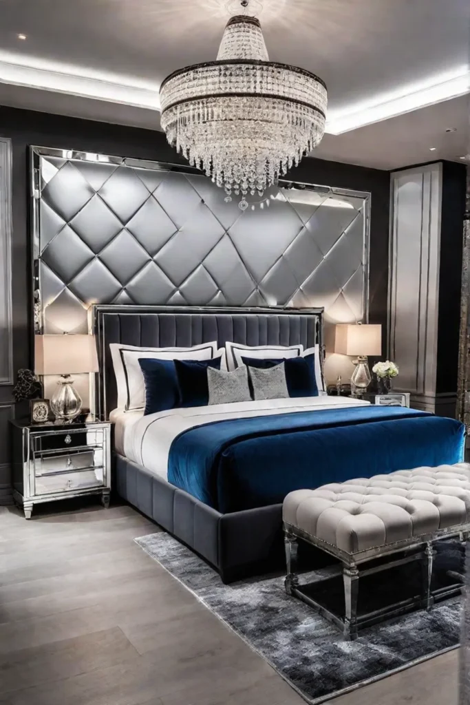 Modern bedroom with glamorous decor