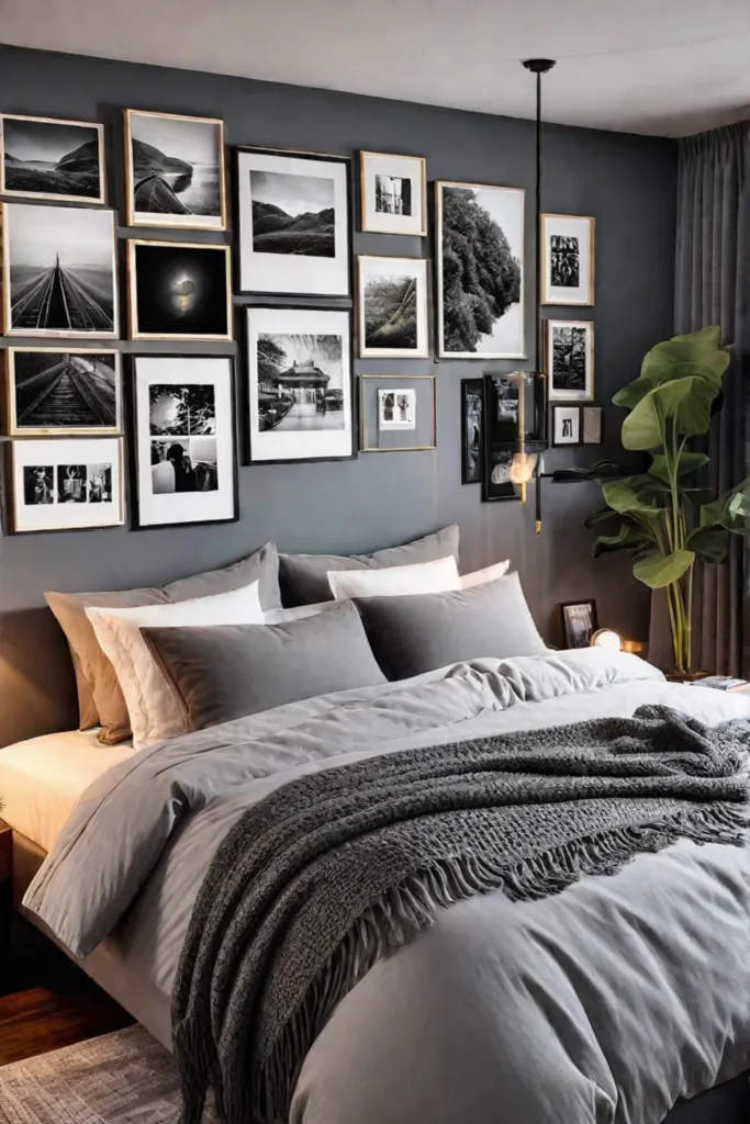 Modern bedroom with personalized gallery wall