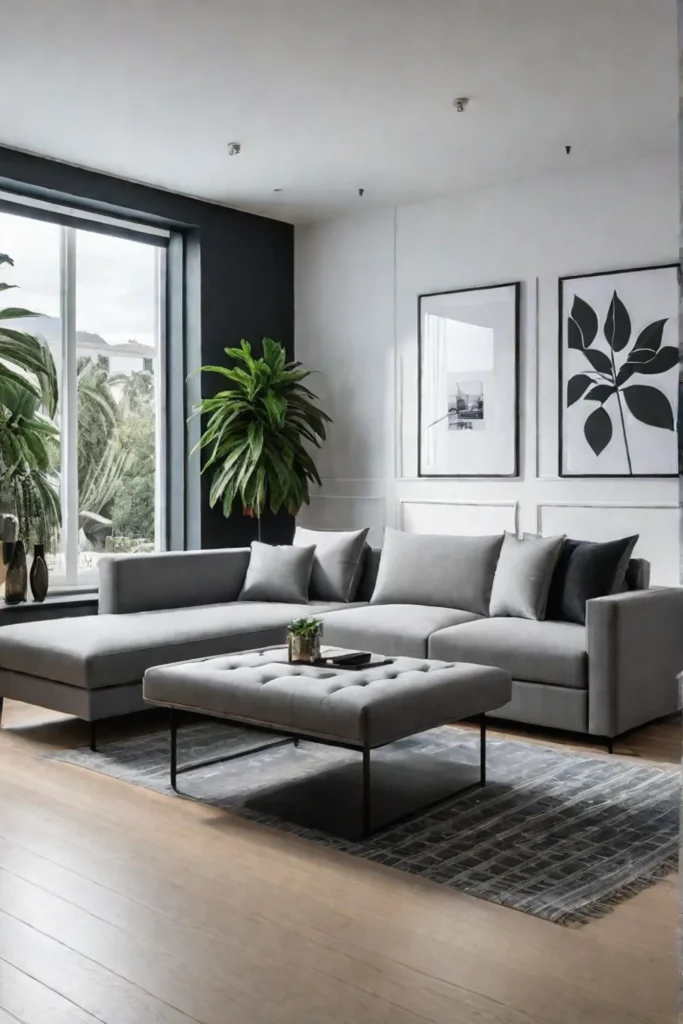 Modern living room with a sectional sofa bed storage coffee table and
