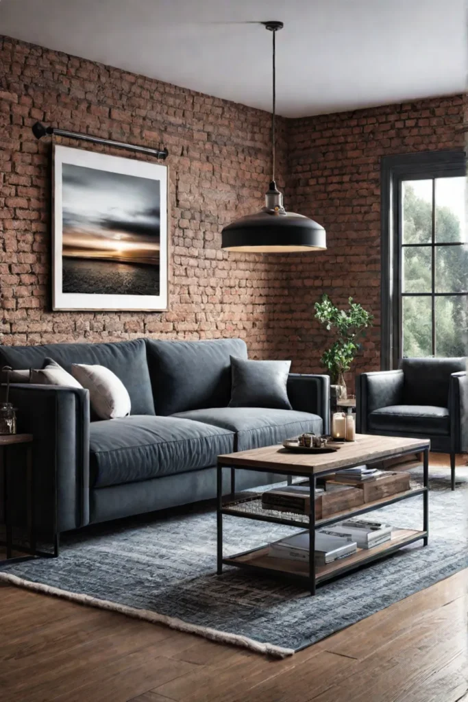 Modern living room with industrial touches