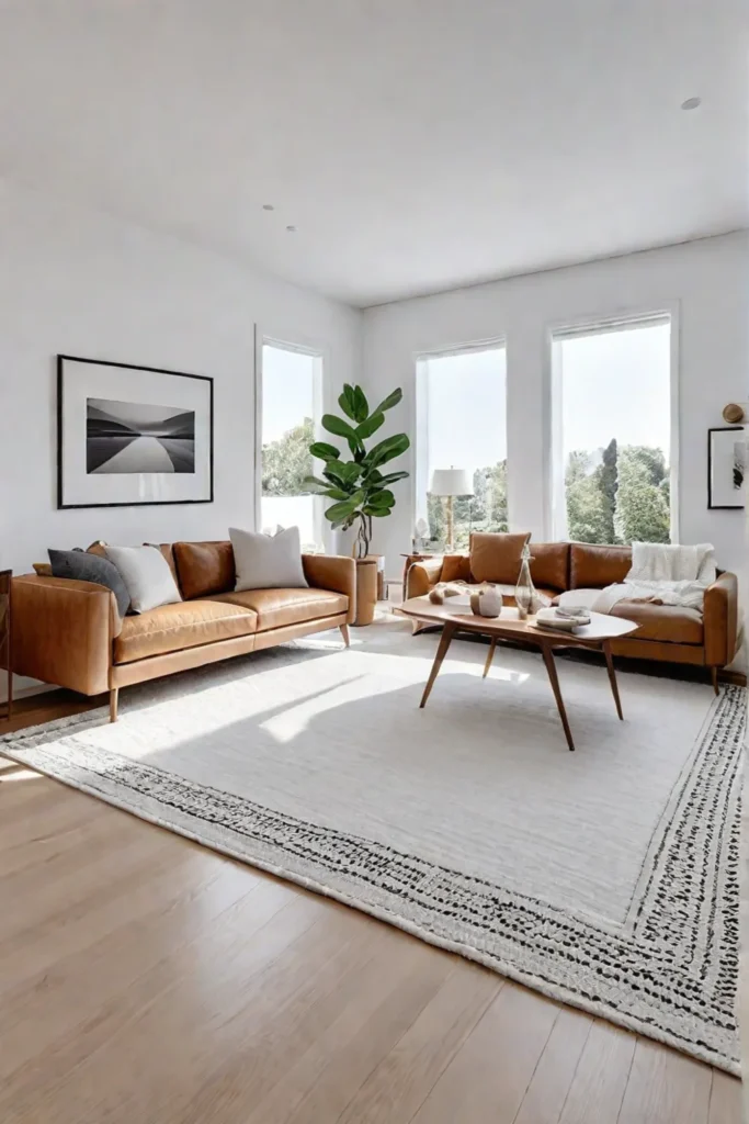 Scandinavianinspired living room with light wood furniture