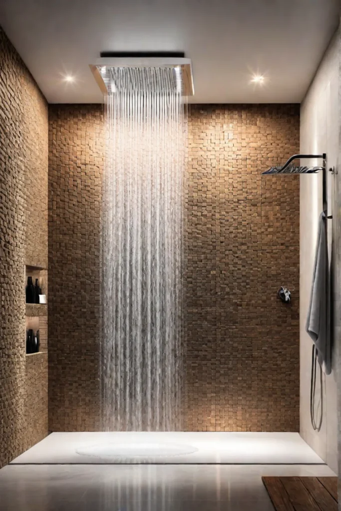Shower with builtin towel warmer for added comfort