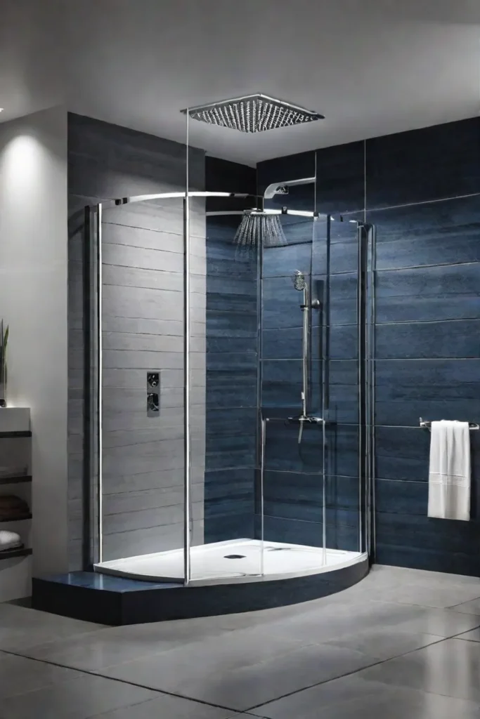 Shower with recessed and accent lighting for a warm atmosphere