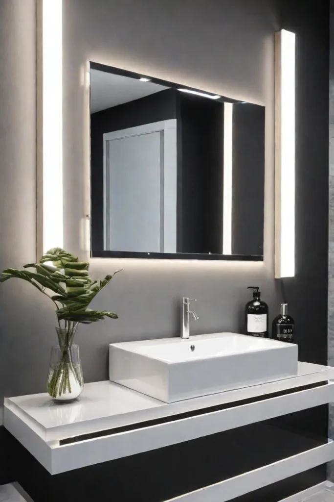 Small bathroom with DIY floating vanity