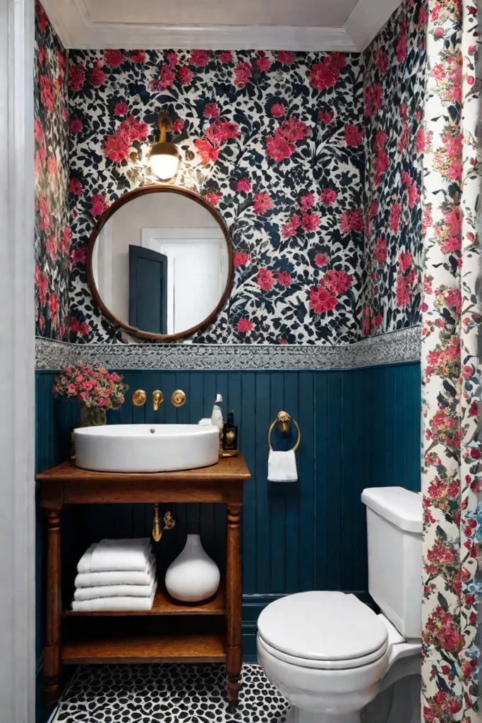 Small bathroom with a playful and eclectic design