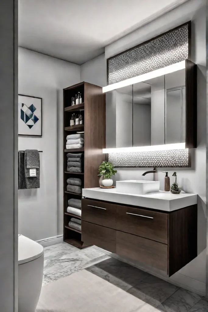 Small bathroom with customized storage solutions