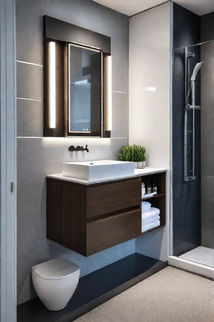 Small bathroom with multifunctional furniture
