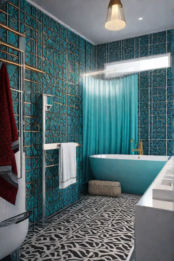 Small bathroom with playful and eclectic design