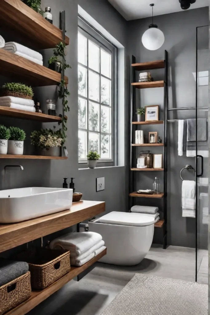 Small bathroom with vertical storage