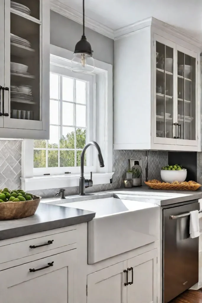 Timeless kitchen design with white cabinets and stainless steel appliances