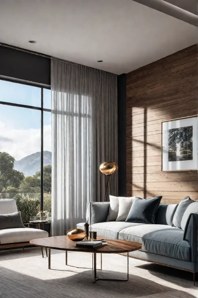 Automated blinds and smart thermostat create a comfortable and energyefficient living room