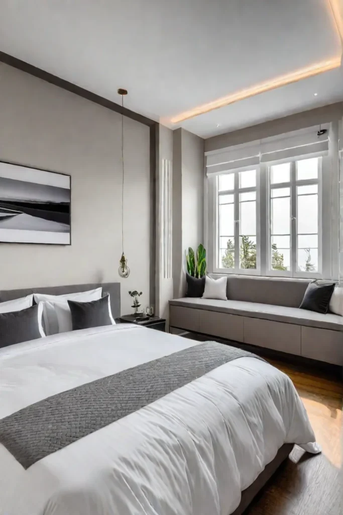 Balanced lighting creates a welcoming and spacious bedroom