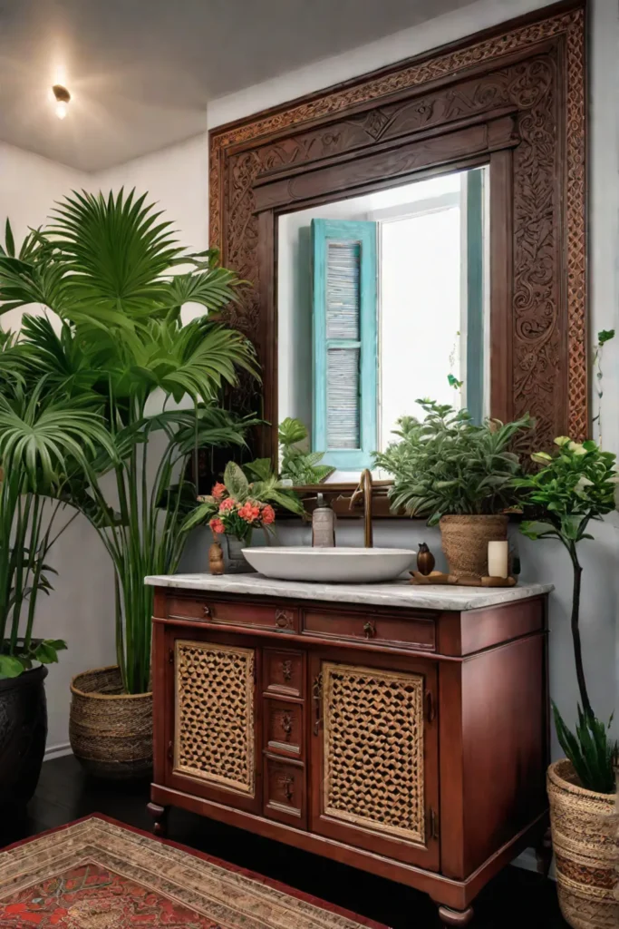 Bohemian bathroom antique vanity
