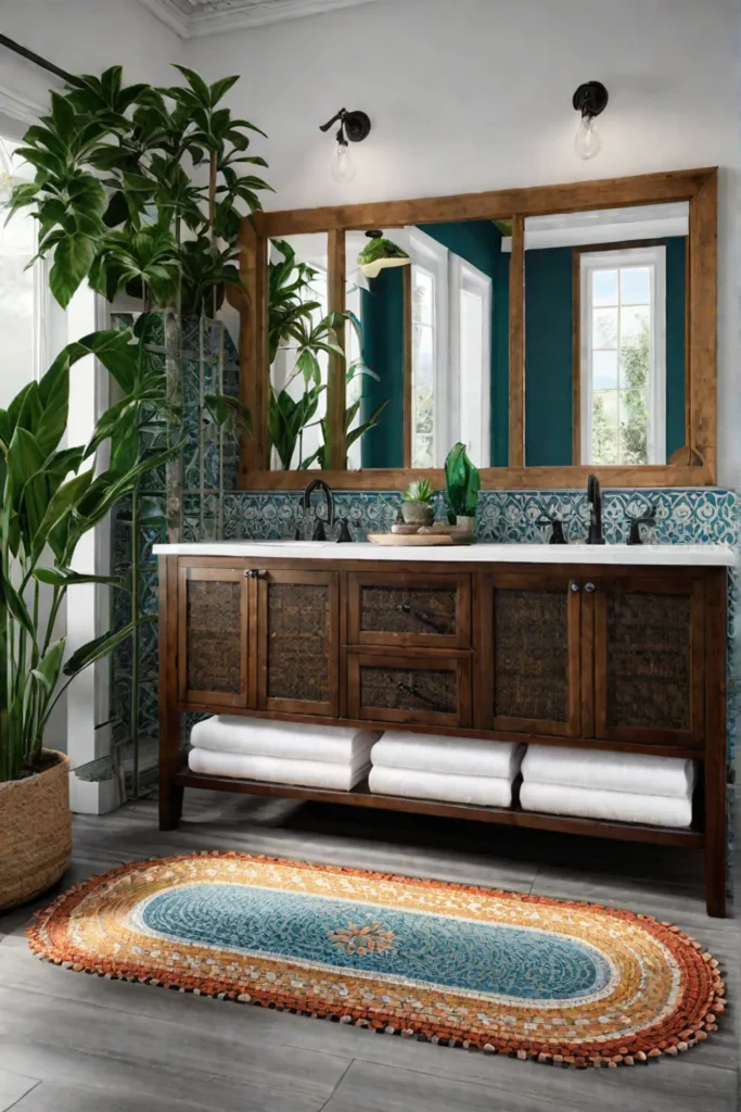 Bohemian bathroom mosaic tile vanity
