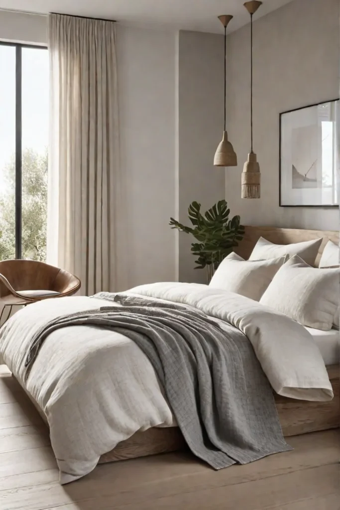 Calming bedroom with neutral color scheme