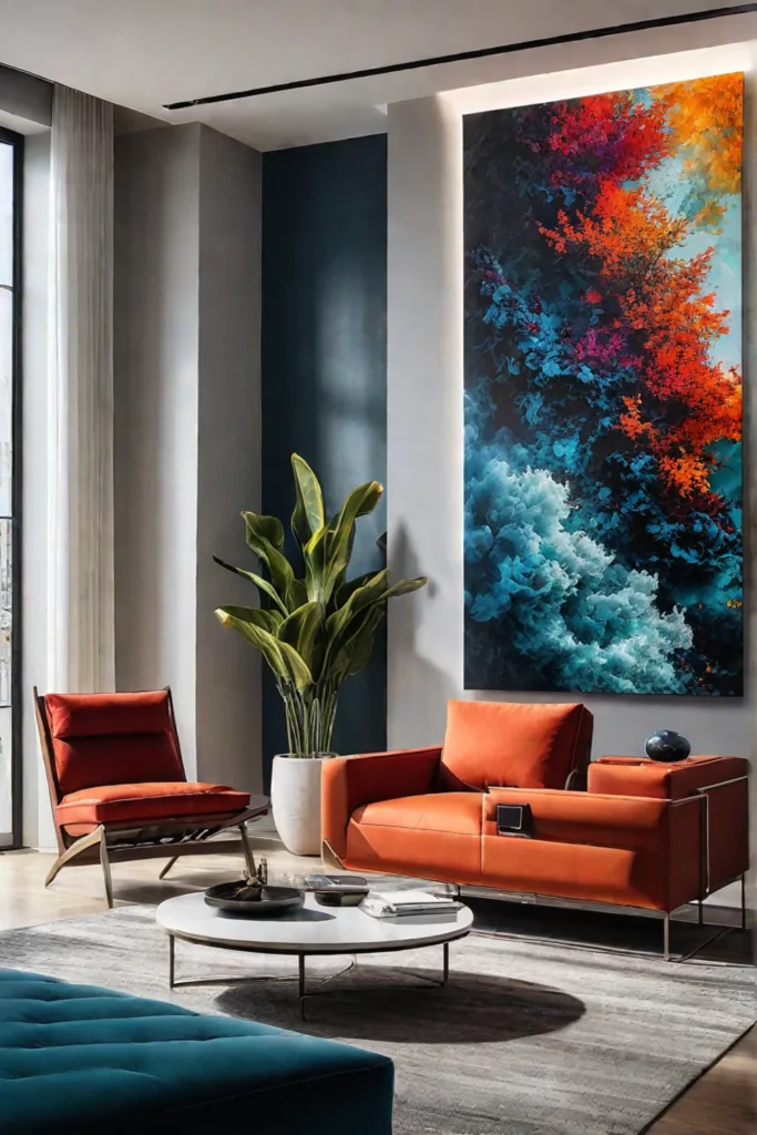 Colorful artwork in a modern living room