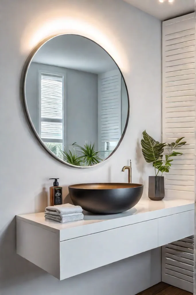 DIY bathroom vanity with floating shelves