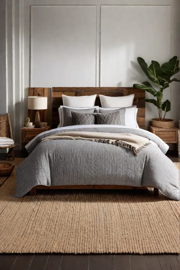 Ecofriendly bedroom design with natural materials and soft textures