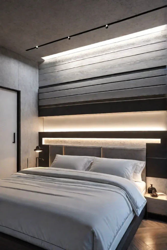 Focal point design with a headboard and lighting