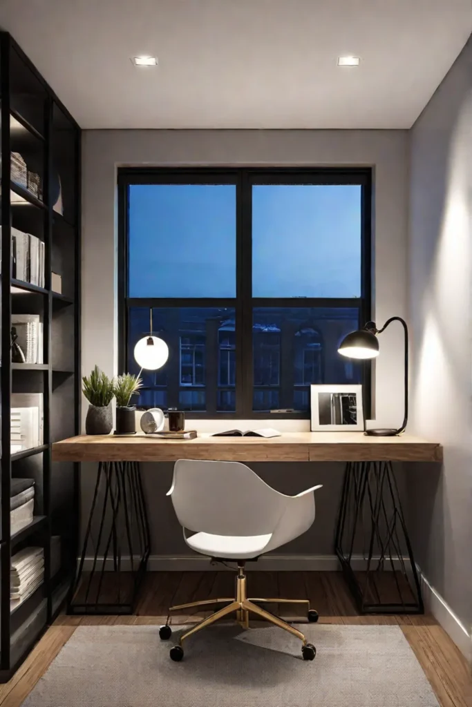 Functional bedroom with cool white light for work or study