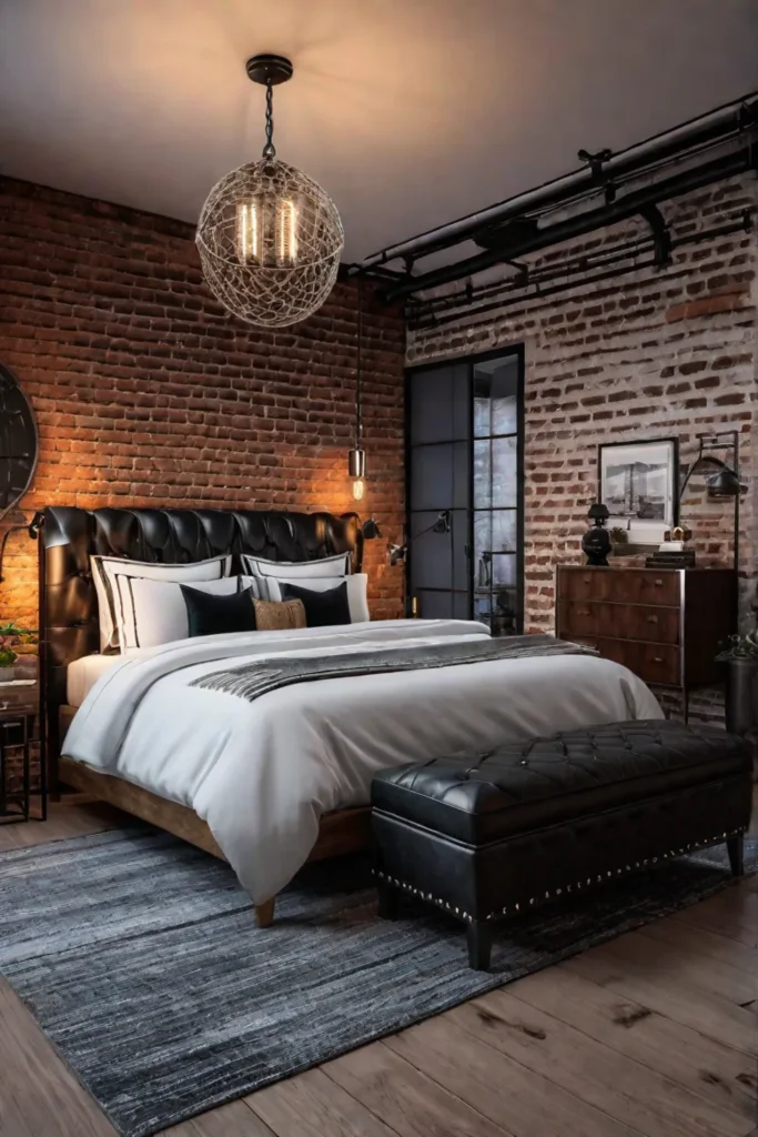 Industrial small bedroom with raw materials