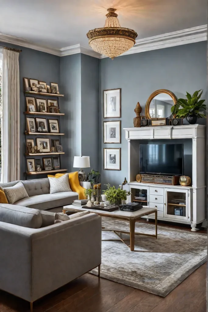 Living room showcasing family heirlooms and personalized decor