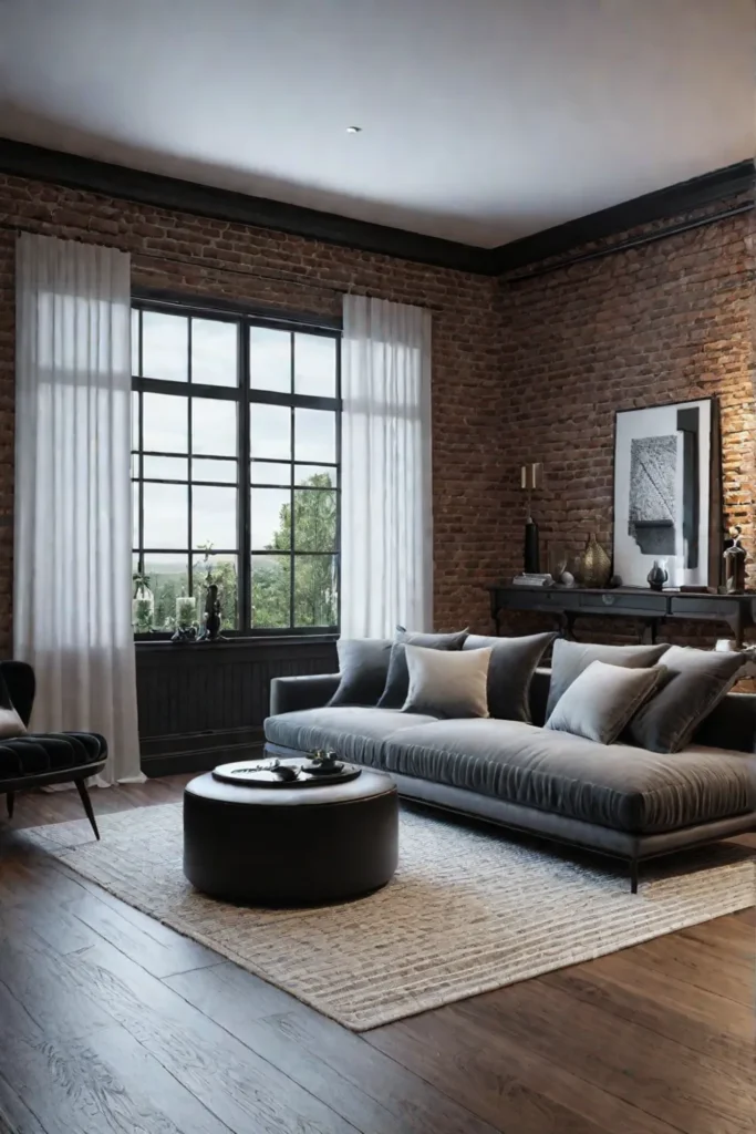 Living room showcasing original brickwork as an accent wall