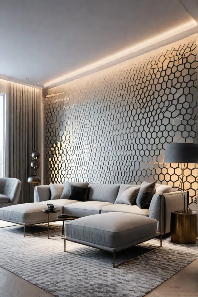 Metallic geometric design for a striking accent wall