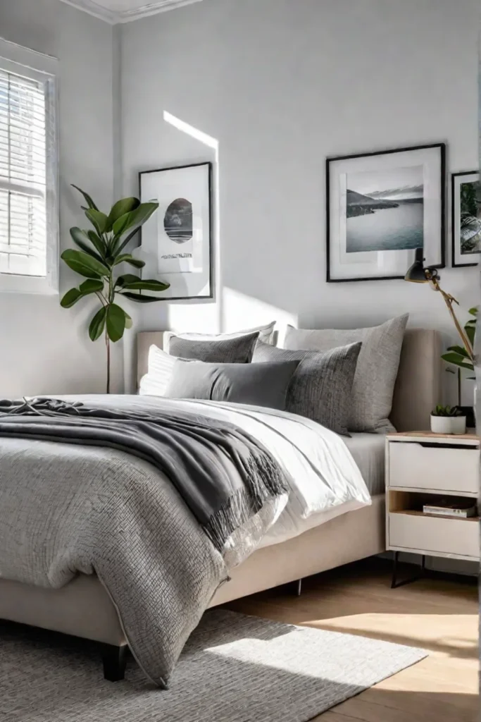Minimalist bedroom design with focus on storage and organization