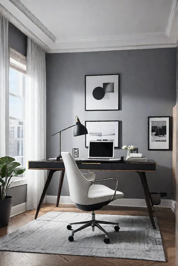 Minimalist home office within a bedroom