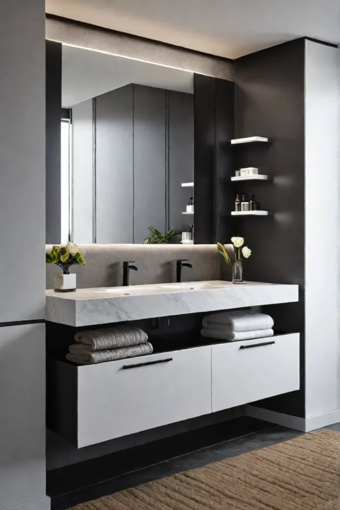 Modern bathroom vanity with efficient storage solutions