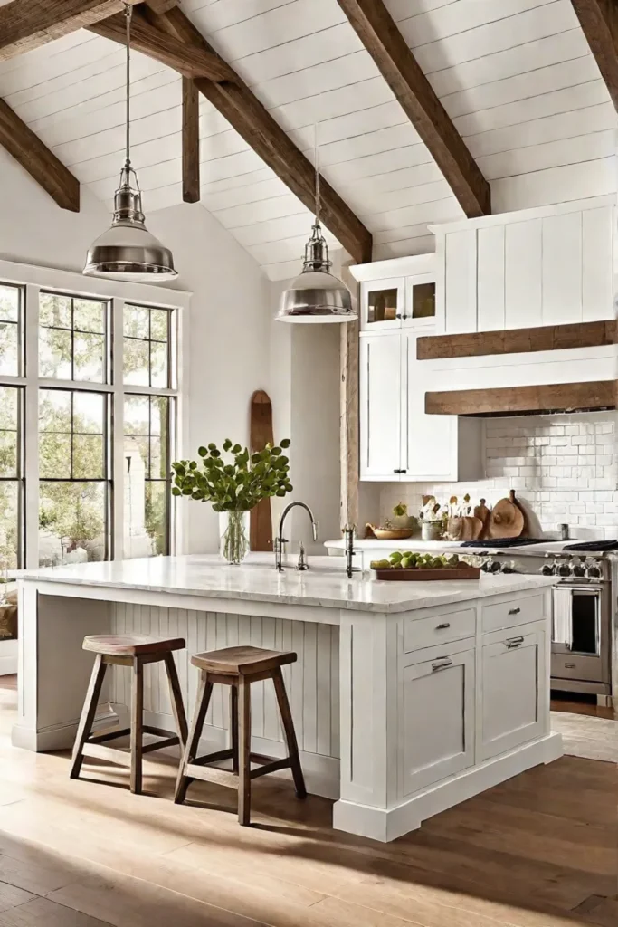 Modern farmhouse kitchen with mixed textures and materials
