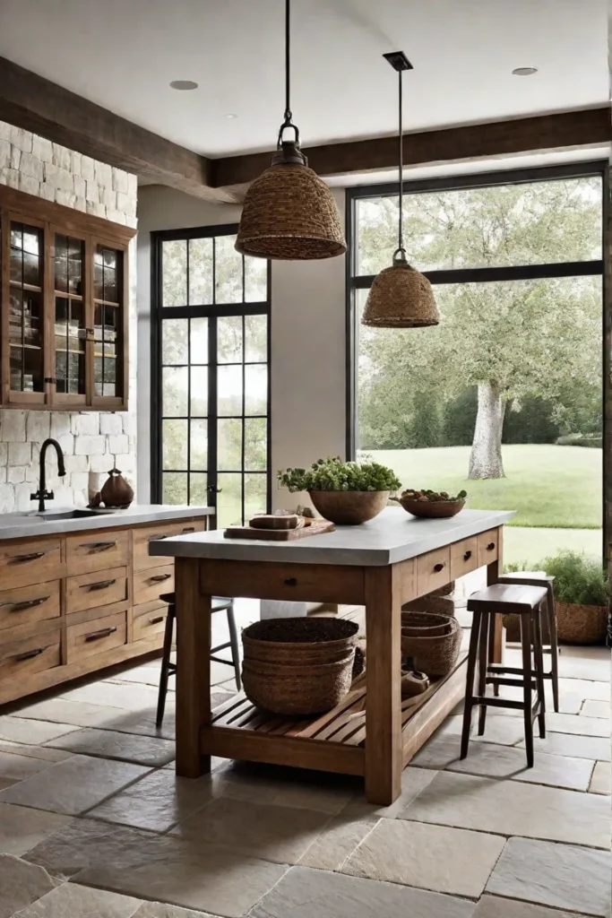 Natural materials in a farmhouse kitchen