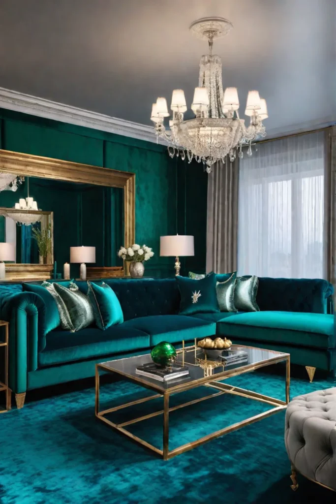 Opulent atmosphere with velvet textures and metallic accents