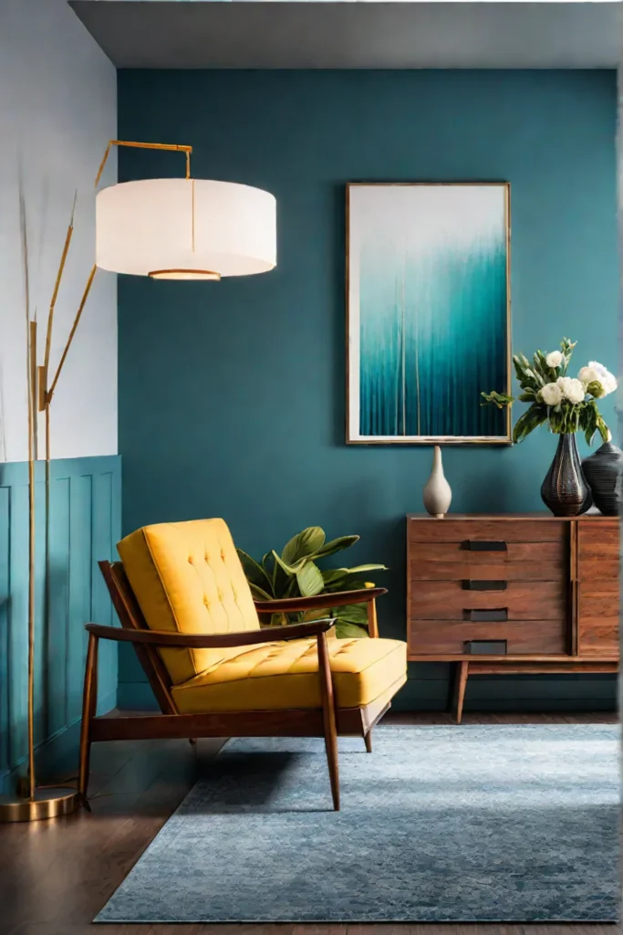 Retroinspired colors and bold design with midcentury furniture