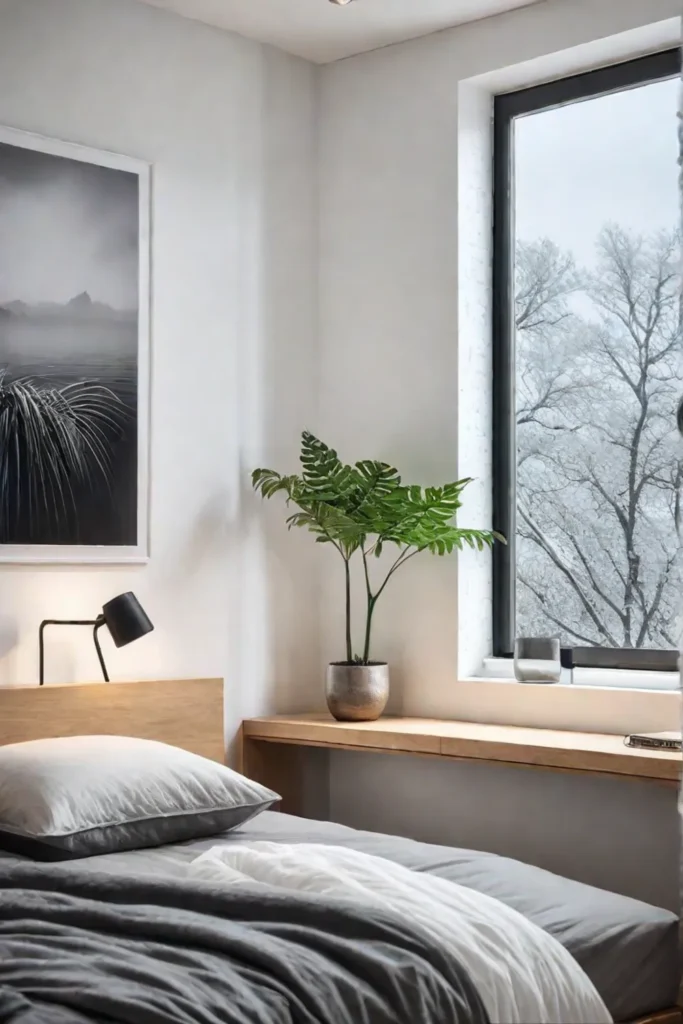 Scandinavianstyle small bedroom with a focus on simplicity and natural light