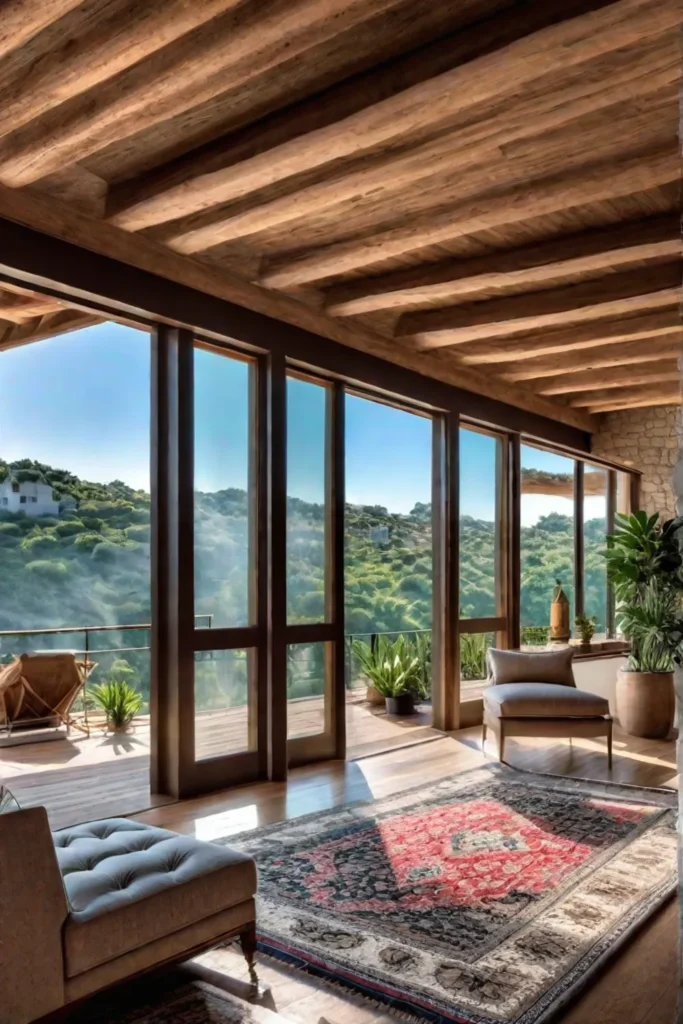 Serene space connecting with the outdoors through natural elements
