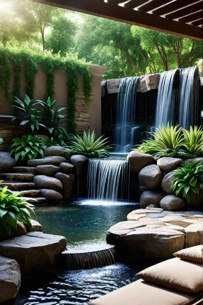 Soothing water feature in a serene garden