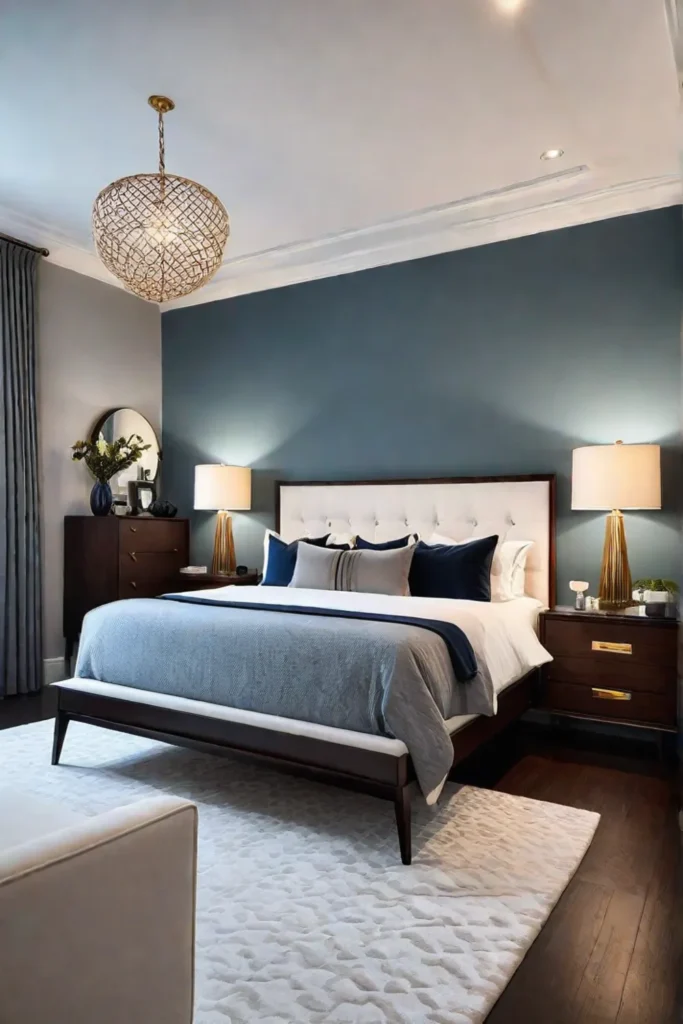 A stylish and serene bedroom where every element is carefully chosen to create a harmonious atmosphere